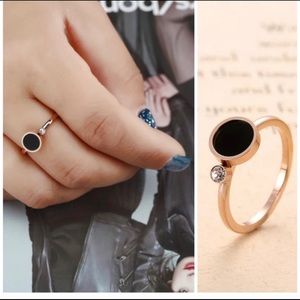 Rose gold, CZ and enamel ring